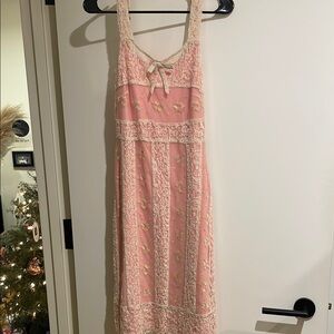 Pink Lace Floral Dress